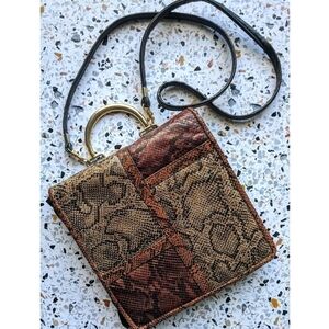 VTG Dawli Leather Patchwork Snakeskin Gold Purse